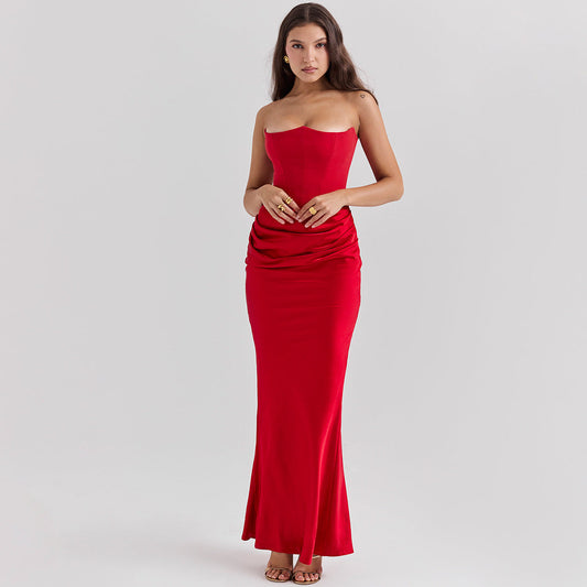 Valeria Draped Satin Dress