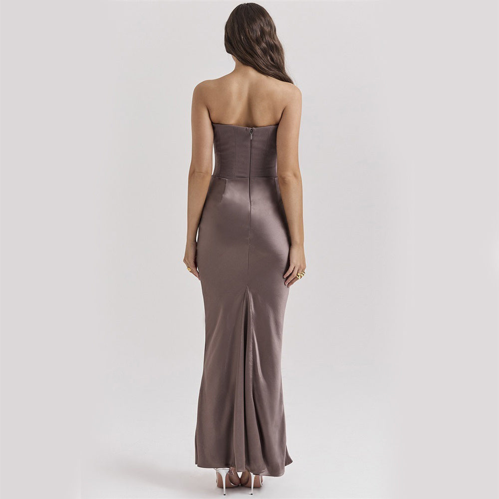 Valeria Draped Satin Dress